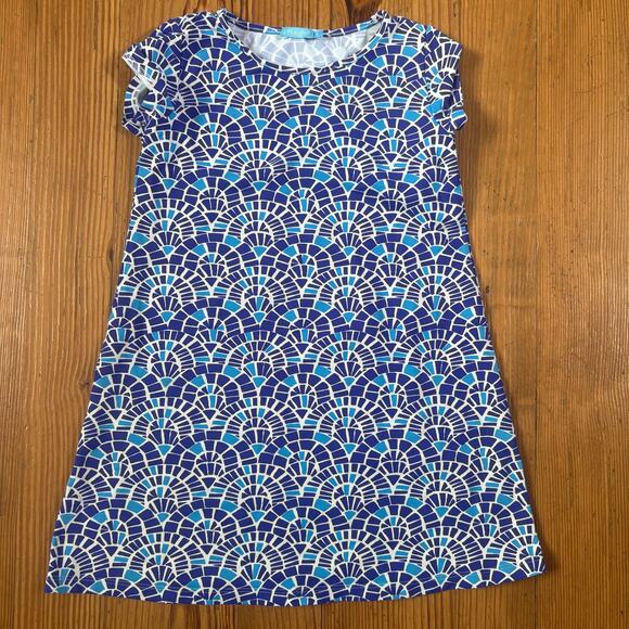 J. McLaughlin blue white performance fabric girls short sleeve dress SIZE 5 - Picture 1 of 6